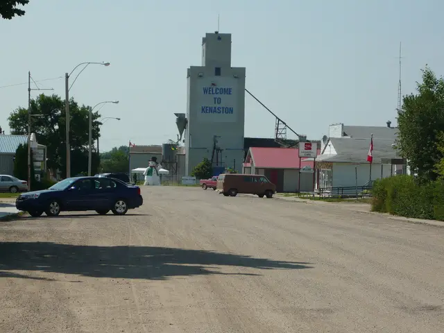 Business district and grain elevator, Kenaston
